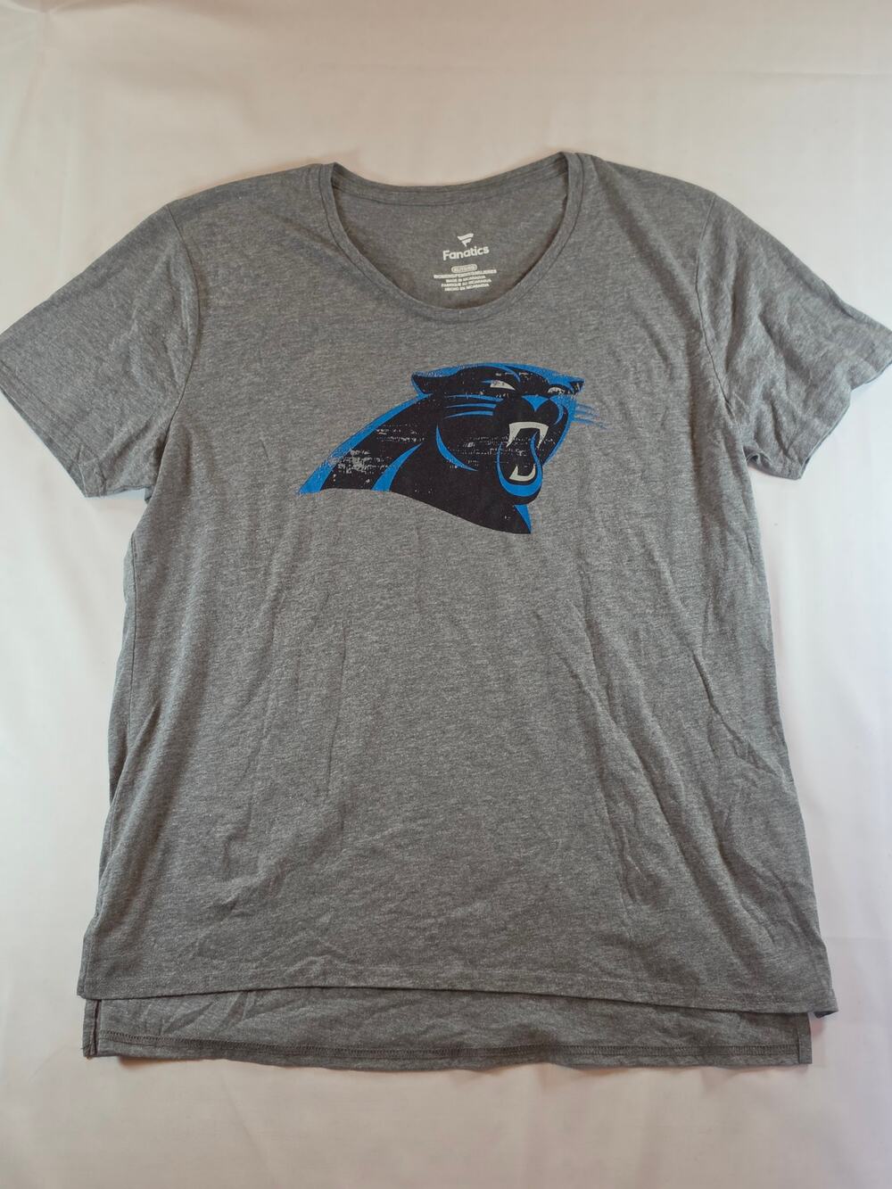 Carolina Panthers Women’s XL Fanatics Tee Gray Blue – NWOT